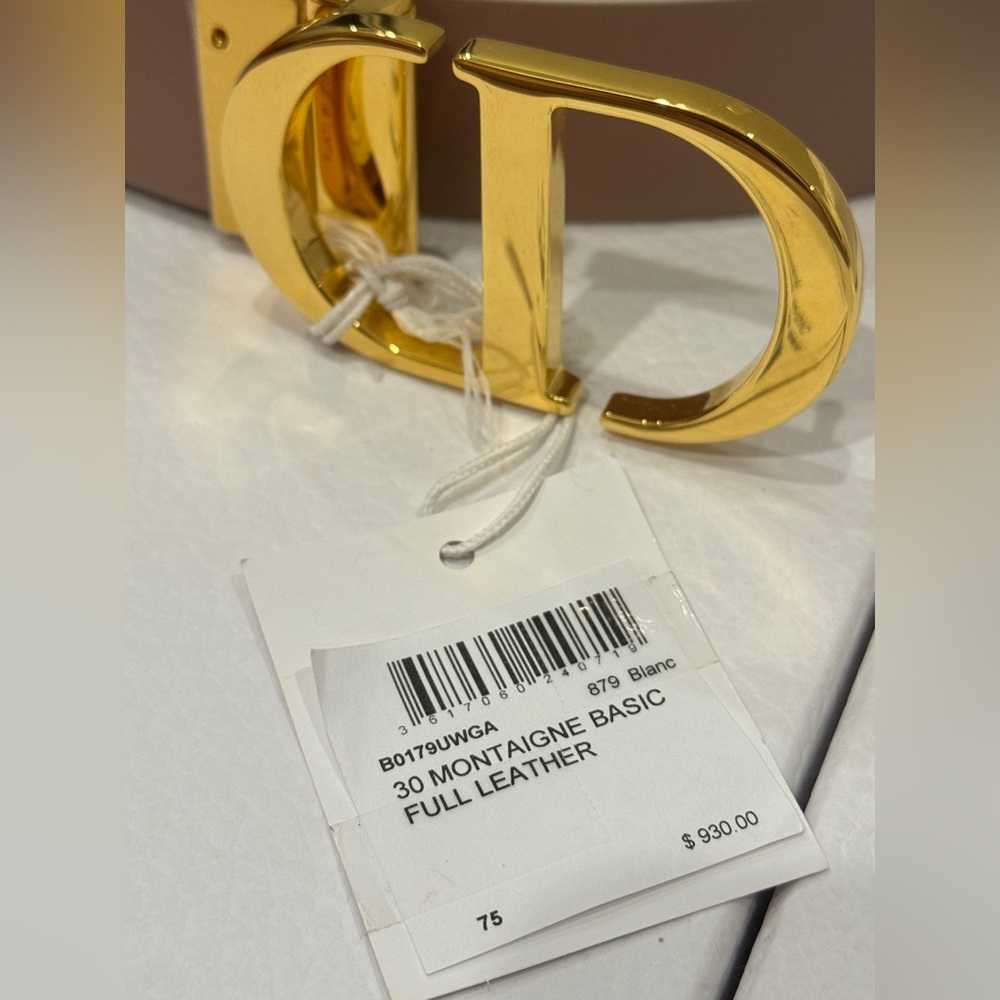 DIOR BNIB NWT 30 MONTAIGNE LEATHER BELT SIZE 75 IN BLANC/ WHITE AND PINK PASTEL - Picture 4 of 9